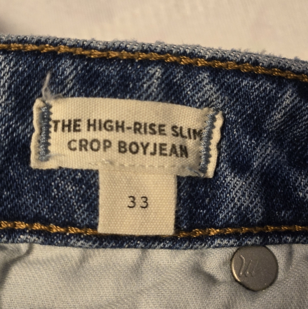 Madewell The High Rise Slim Crop Boy Jeans Size 33 Color Blue - Picture 14 of 14